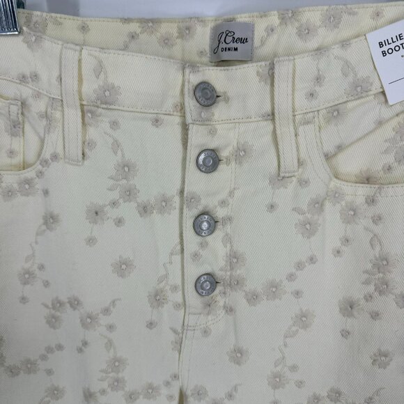 J Crew Eyelet Billie Demi Boot Crop Jeans 31 Floral High Rise Womens Cream AL874 - Picture 10 of 14
